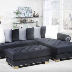  VELVET CHASE SOFA WITH OTTOMAN!!! JUST $10 DOWN AND 90 DAYS TO PAY!!! SAME DAY DELIVERY!!!