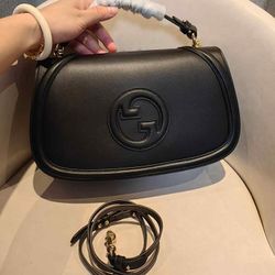 NEW Black Leather Shoulder/Crossbody Handbag