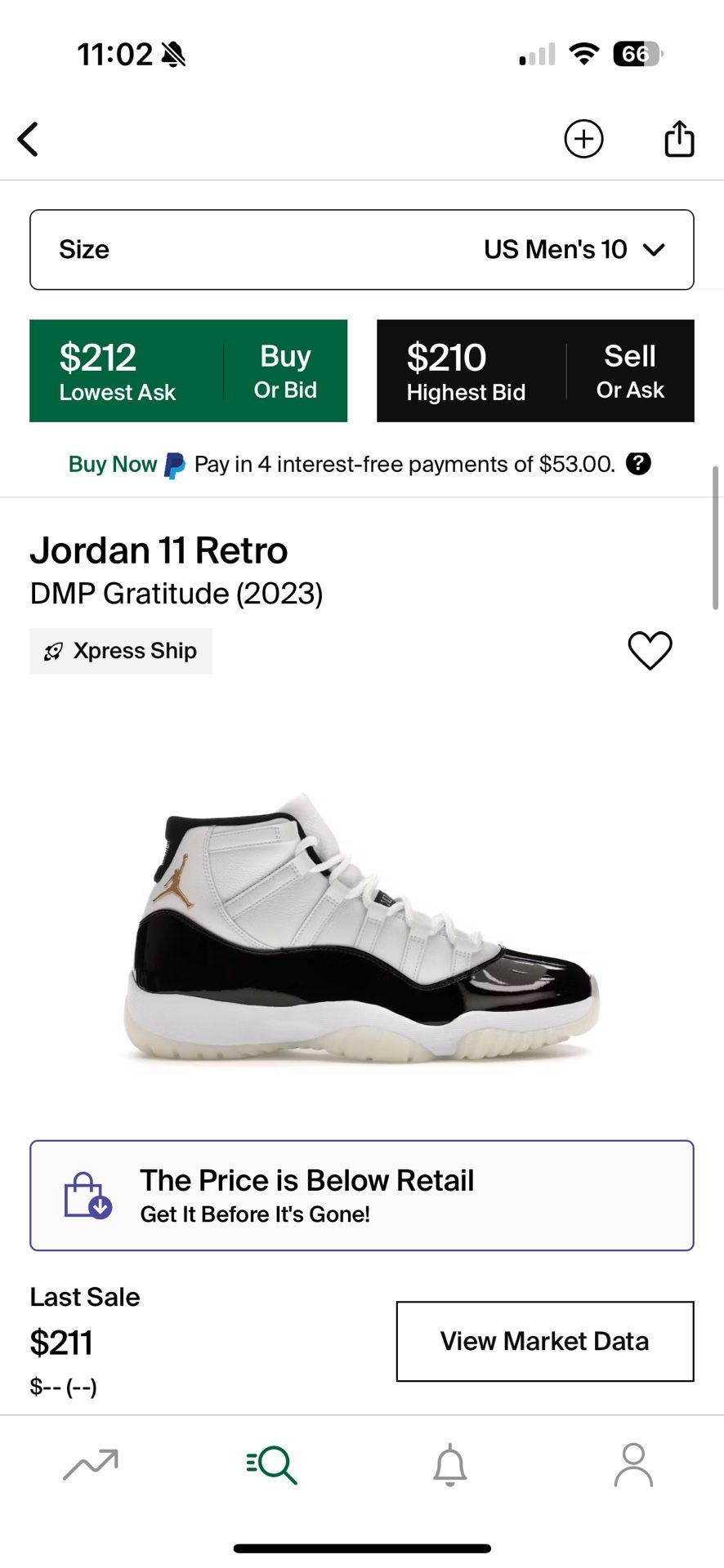 Jordan 11 Gratitude Size 10