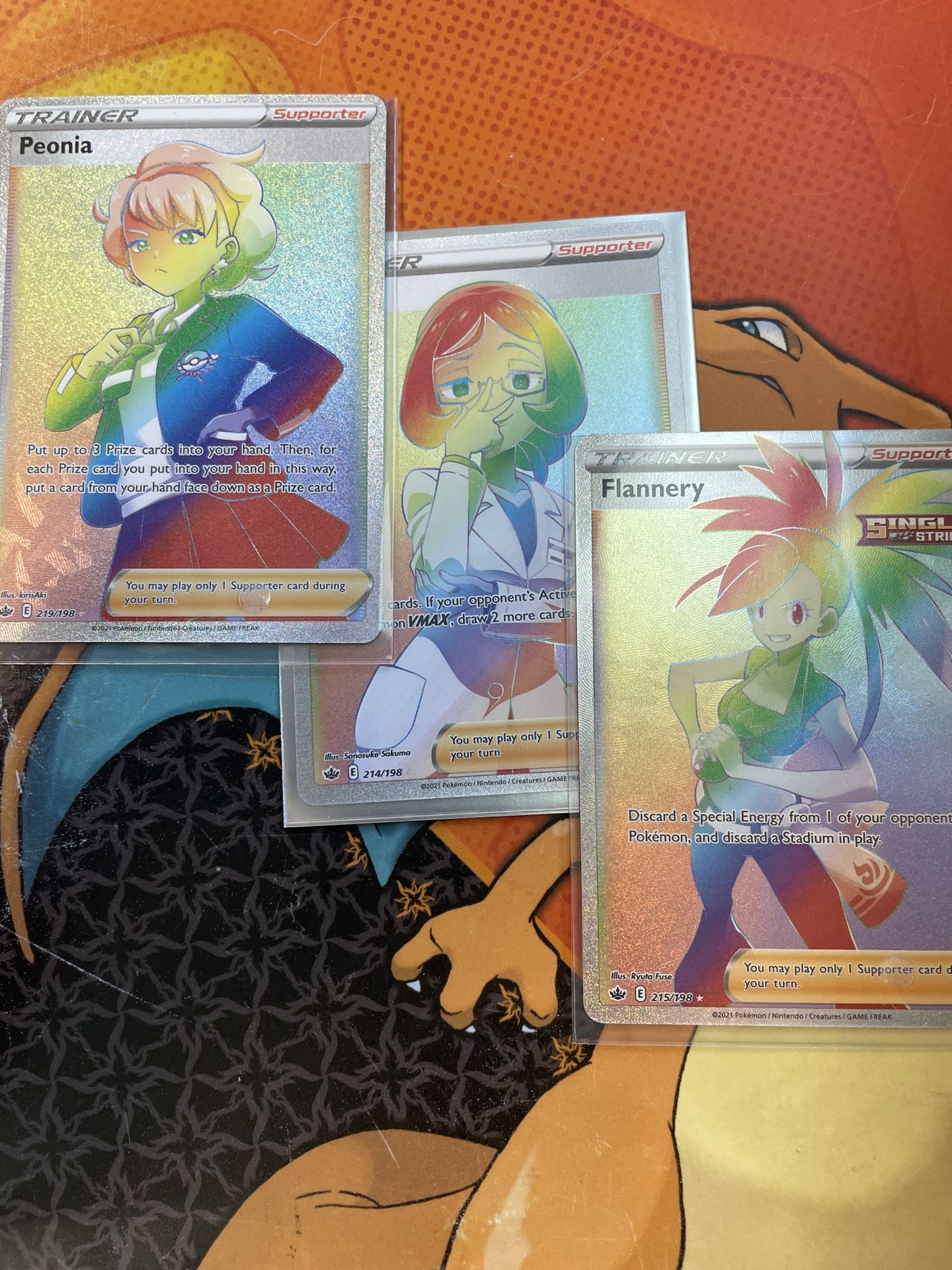 3 Mint Rainbow Rare Trainer Cards