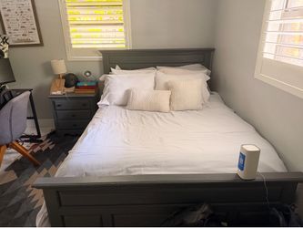 Bed & Nightstand for sale (mattress included)