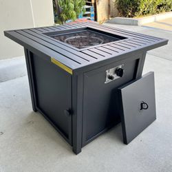 NEW IN BOX $140 Each 28x28x25 Inch Tall Gray Or Black Outdoor Patio Heater Fire Pit Iron Table With Lava Rock Furniture 
