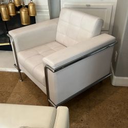White Leather  Couch 