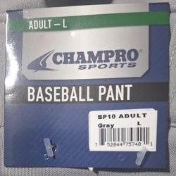 (BB - 13)  CHAMPRO BASEBALL PANT SHORT GRAY ADULT SIZE LARGE 