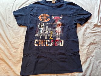 Michael Jordan #23 Chicago Bulls & Walter Payton #34 Chicago Bears Championship Black Shirt; Men’s L