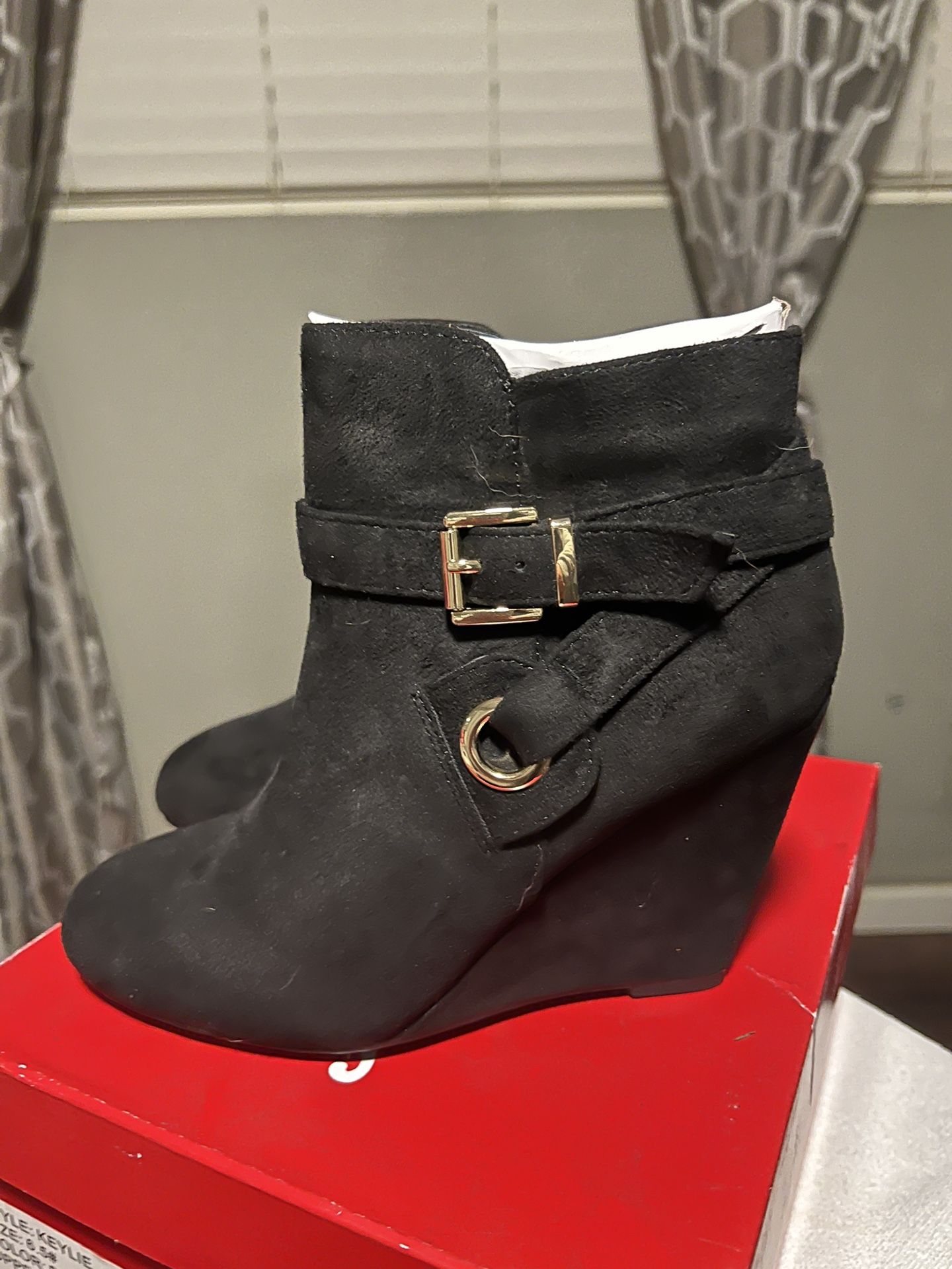 Black Wedge Bootie