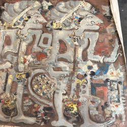 Original Balinese Painting on Canvas – Signed 1988, Rudana Fine Art Gallery, Ubud