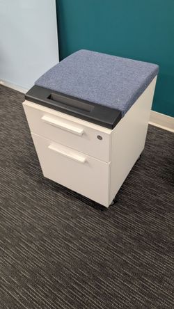 Mobile Pedestal Filing Cabinet with Cushion Top
