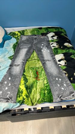 grey purple flares jeans