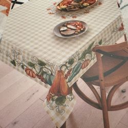 Fall Vinyl Wipe Clean Round Tablecloth 70 In