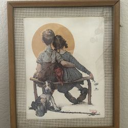 Antique Norman Rockwell Print (17”x14”) In Original Frame In Excellent Condition