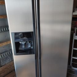 Refrigerator Side By Side With Water And Ice