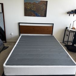 Modern Queen Size Bed Frame – Sturdy Wood & Metal Design (must get rid of ASAP)
