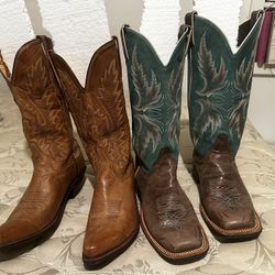 Real Leather Women’s Justin and Old West Cowboy Boots (Two Pairs)