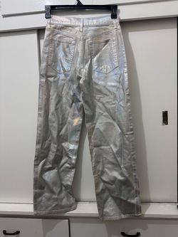 Helmut Lang Silver Metallic Lacquered Utility Factory Jeans - Women’s Size 25