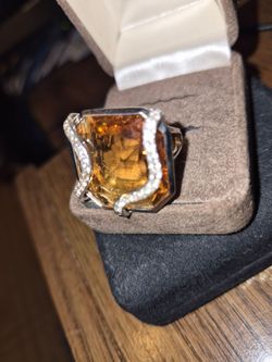 Large orange citrine cocktail ring vintage