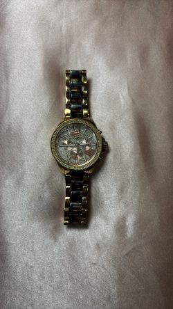 Gold-Tone Chronograph Watch with Crystal Bezel