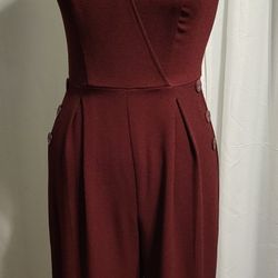 Teeze Me Jumpsuit Maroon Crop Wide Leg Jumpsuit