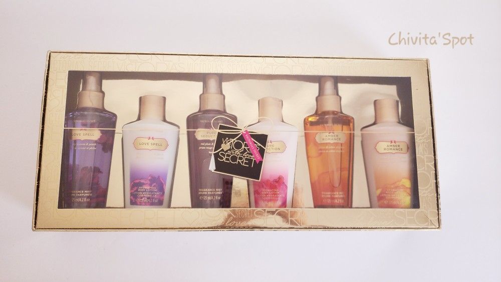 🆕️ VICTORIA'S SECRET 6 PC AMBER ROMANCE/LOVE SPELL/PURE SEDUCTION GIFT SET