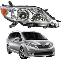Replacement for Toyota Sienna 2011-2013 Headlight Assembly Projector Amber Halogen Right Side RH