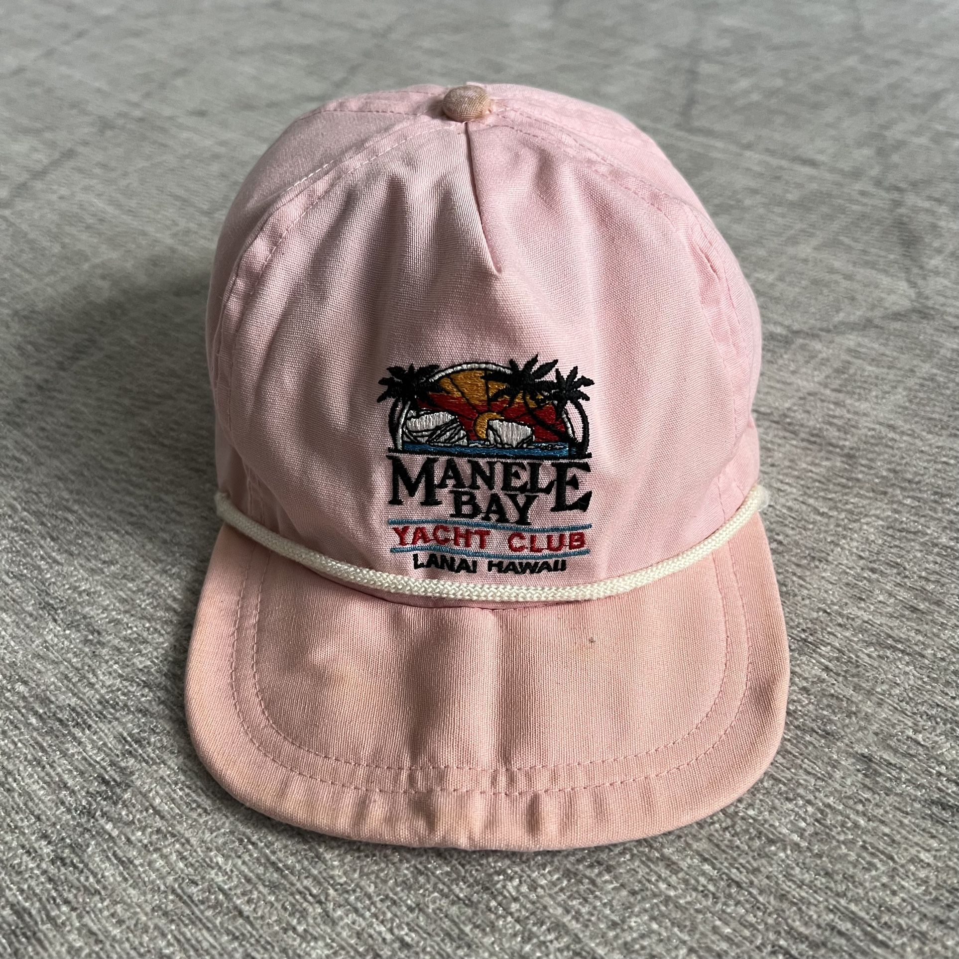 Vintage 1990s Manele Bay Yacht Club Lanai Hawaii Pink Adjustable Strapback Hat