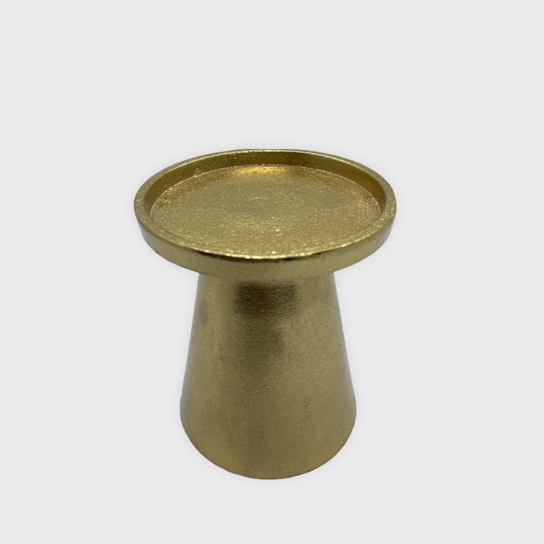 4" x 3.3" Aluminum Pillar Candle Holder Gold - Threshold