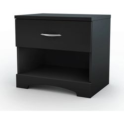South Shore SoHo 1 - Drawer Nightstand, Black Pure Black - 1-Drawer