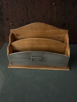 Cute Wood and Metal Desk Organizer