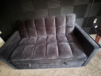 Black Tufted Velvet Loveseat Sofa