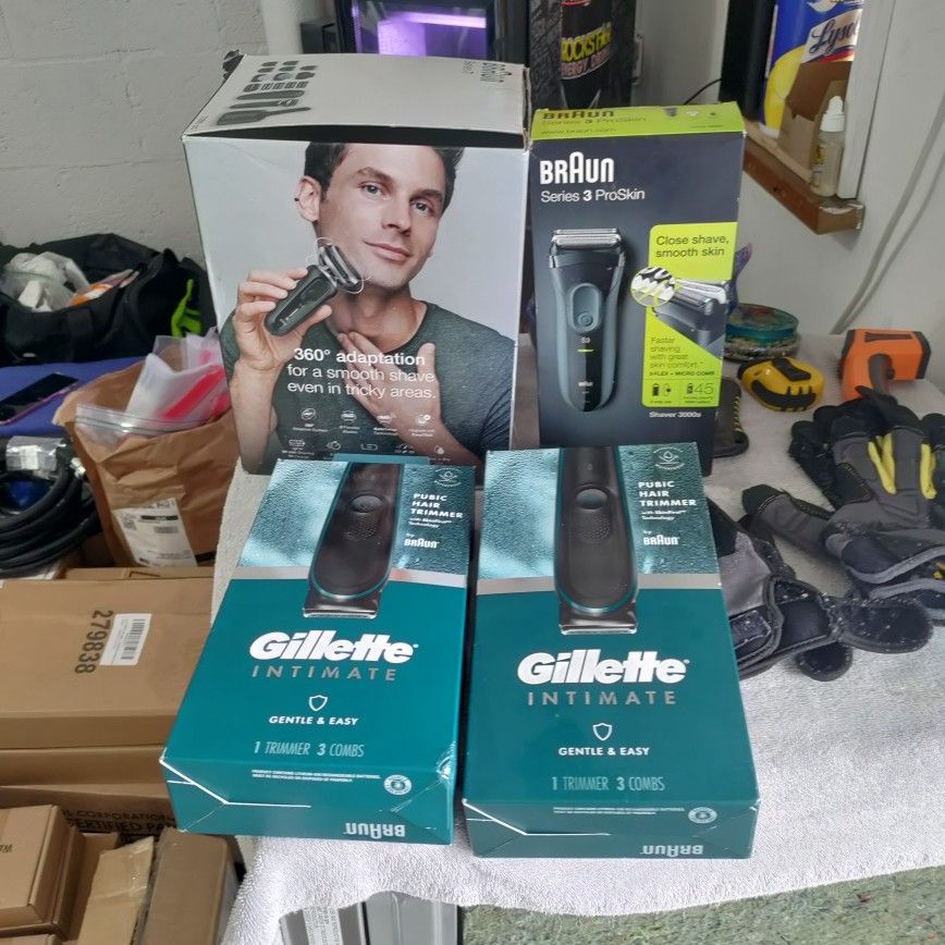 brand new Braun best shaver in the world and Gillette tremors all are brand new in the box