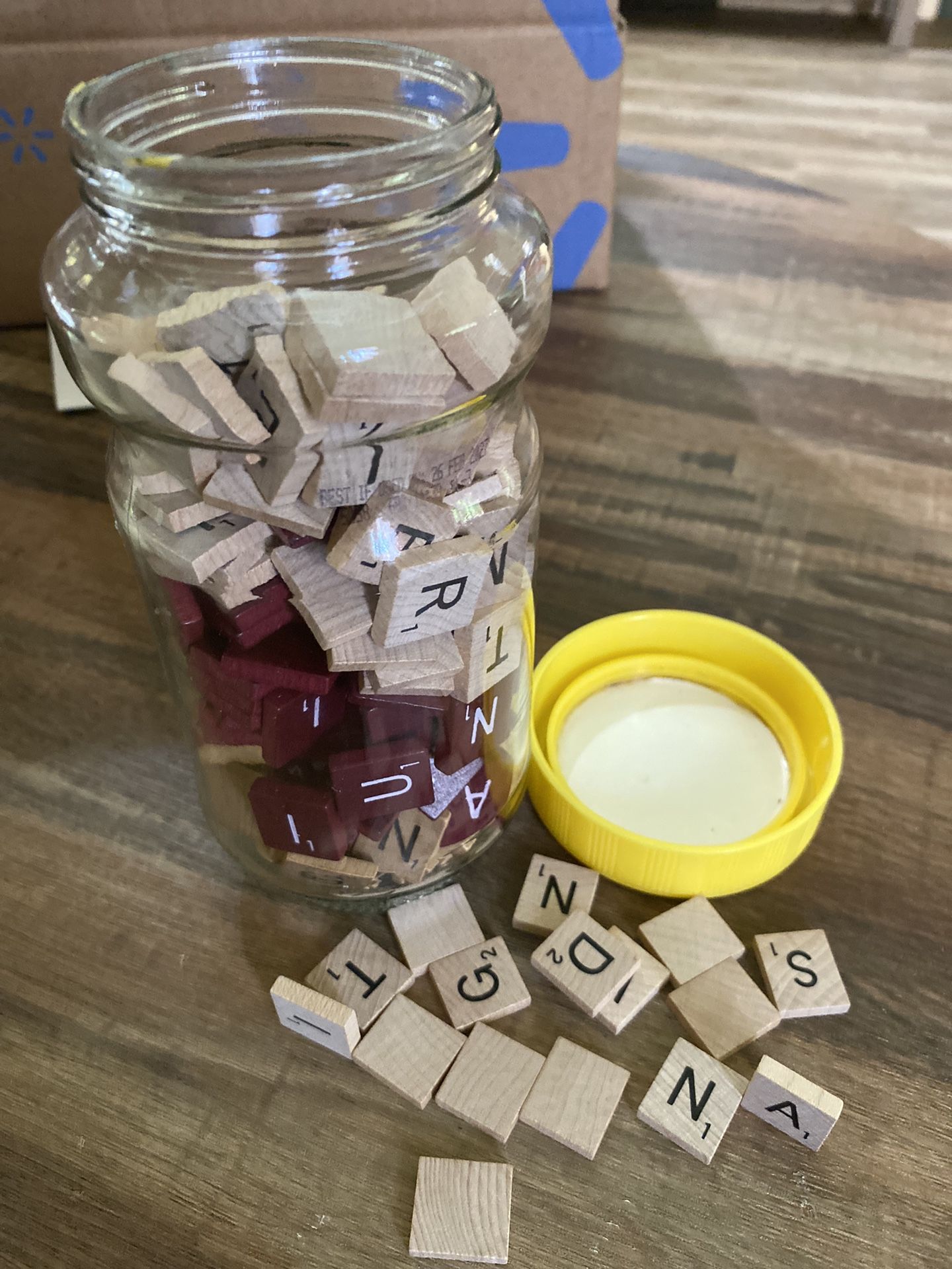 Jar Full Of Scrabble Letter Tiles