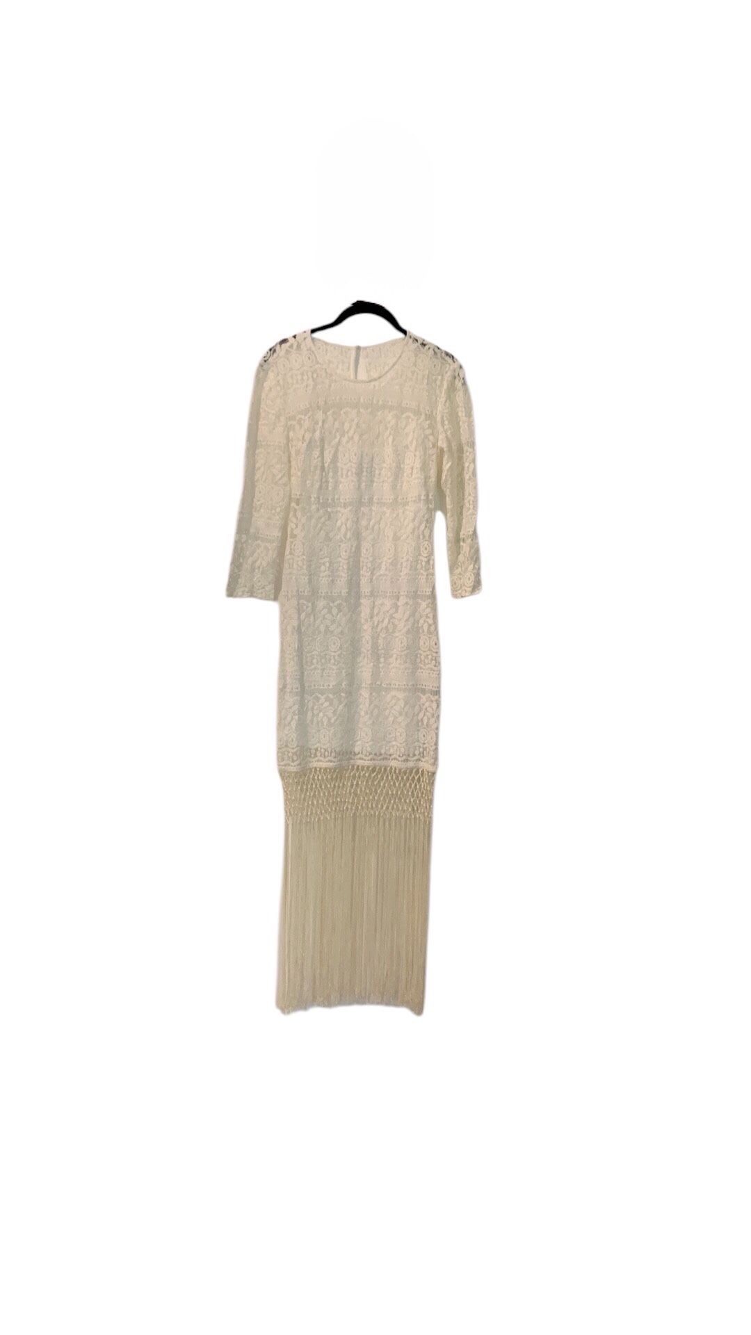 🔥 GUESS Ivory Lace Macrame Fringe Maxi Dress 🔥