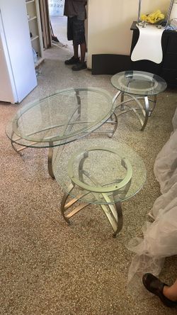 Glass Living Room Table Set