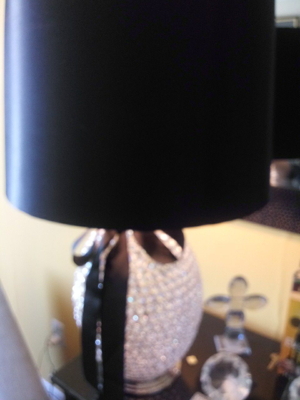Blk rhinestone lamp beautiful brand new