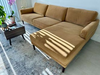 Light Brown Velvet Right Chaise Sectional sofa