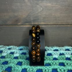 Set Of Two Stone Stretch Bracelets