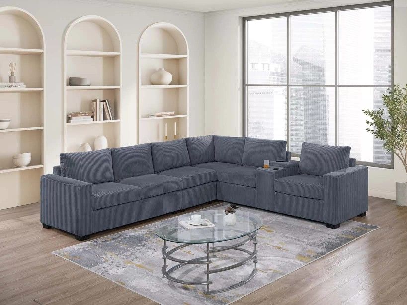 ✅️✅️4-Piece Sectional Set✅️✅️✅️
One-Arm Loveseat x 2 + Corner Wedge + Armless Chair + Console W/USB & Cup Holders✅️✅️