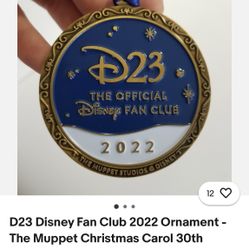 D23 Disney Fan Club 2022 Christmas Ornament - Medallion - The Muppet Christmas Carol 30th Anniversary - Brand New In Sealed Bag.