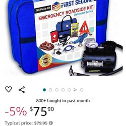 First Secure 90 Piece Emergency Roadside Kit