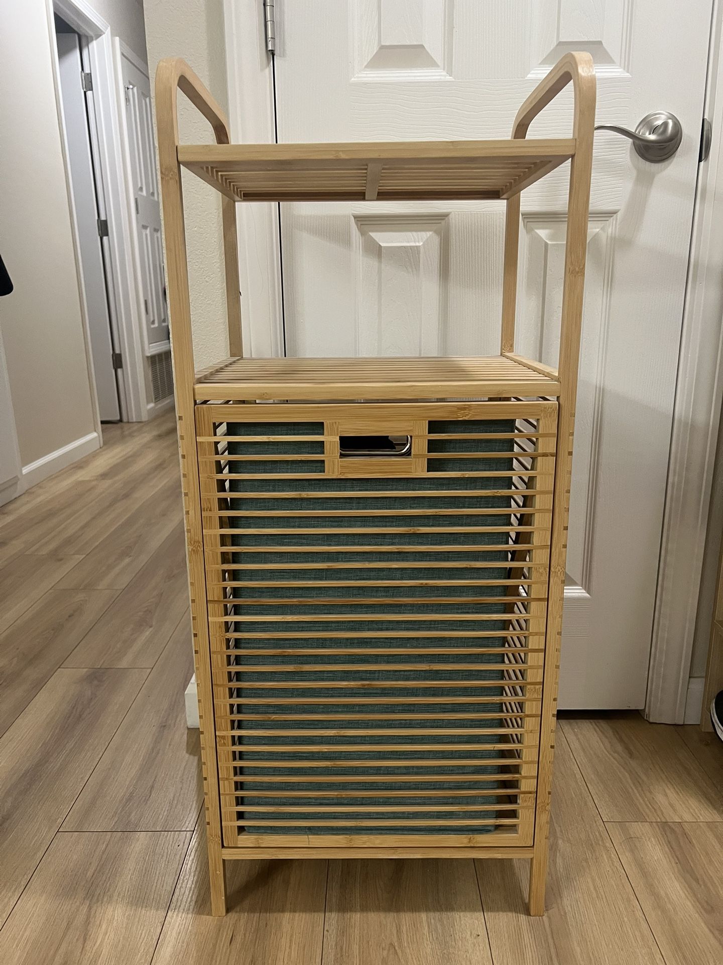 Bamboo Laundry Hamper with Shelf