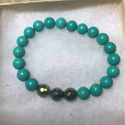 Turquoise Semiprecious Gemstone Stretch Bracelet Size 7 Inches