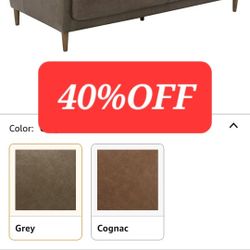 72" Leather Sofa Dark Gray NEW 