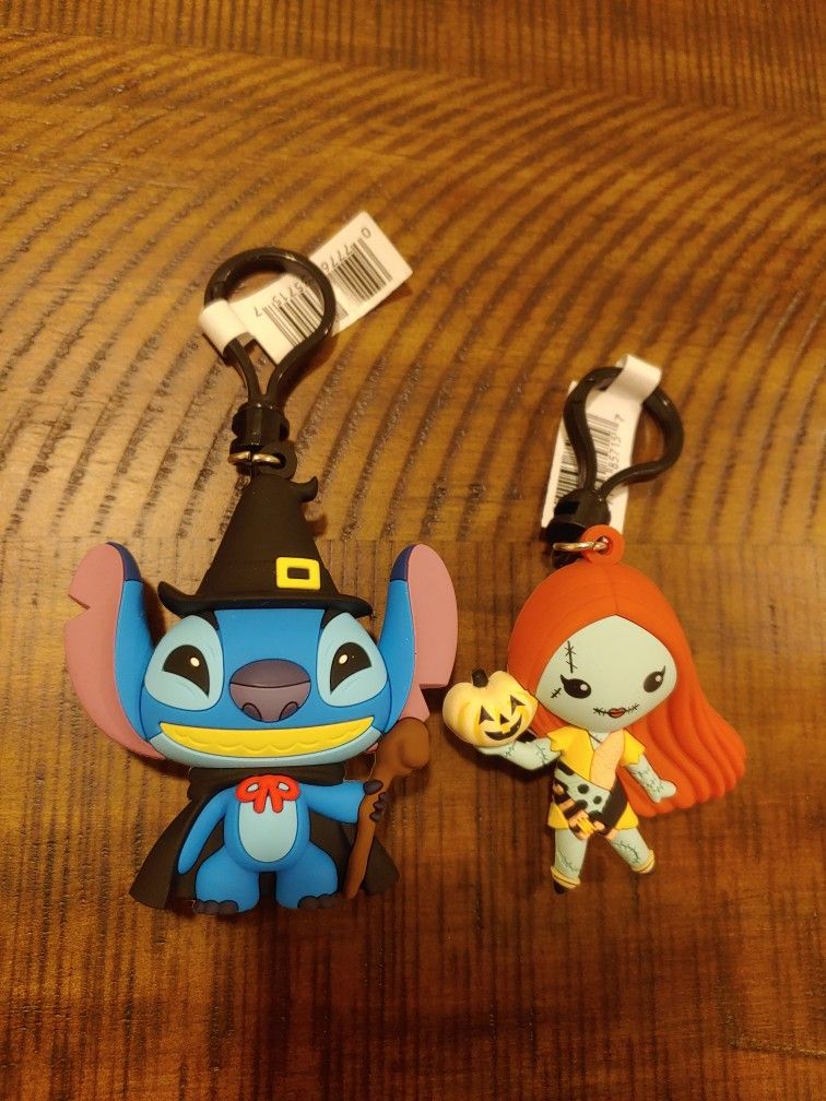 Disney Halloween Bag Clips Wizard Stitch And Sally With Pumpkin