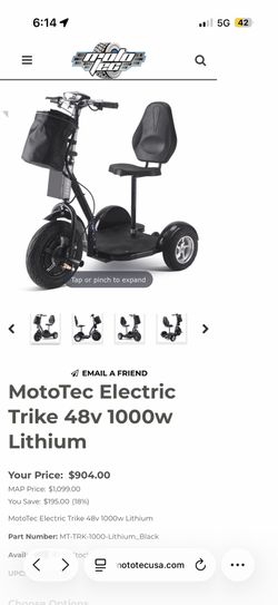 MotoTech Tricycle 30mph With Seat