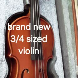 Brand New 3/4 Violin, Case, Bow And Rosin 