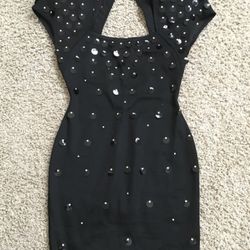  Designer Cocktail dress sequin/rhinestones/cutout back Large