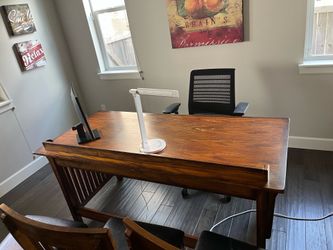 Mission style desk and file cabinet