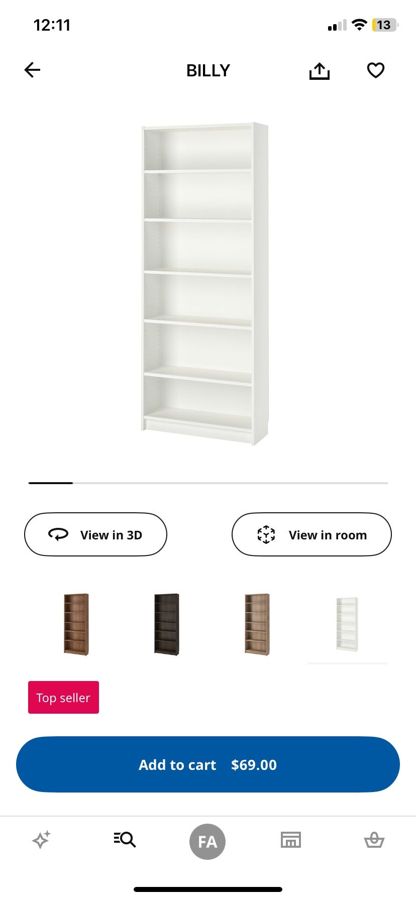 White Ikea Billy Bookcase
