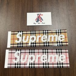 Supreme Burberry Sticker Tan And Pink
