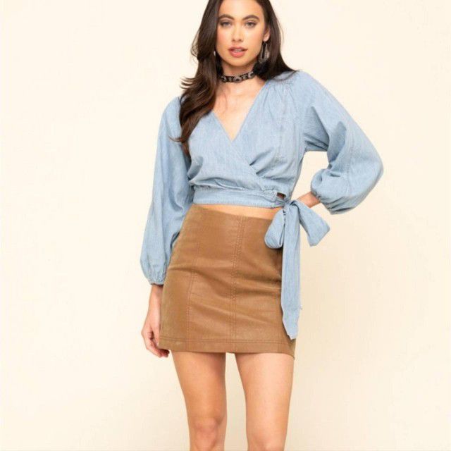 Free People Brown Suede Mini Skirt Womens Size 12 